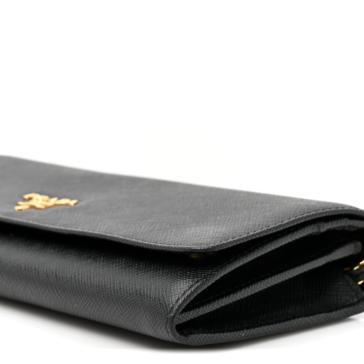 Saffiano Metal Oro Chain Wallet Black