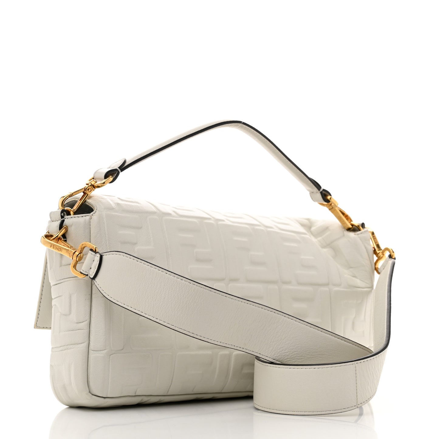 Nappa FF 1974 Embossed Large Baguette White