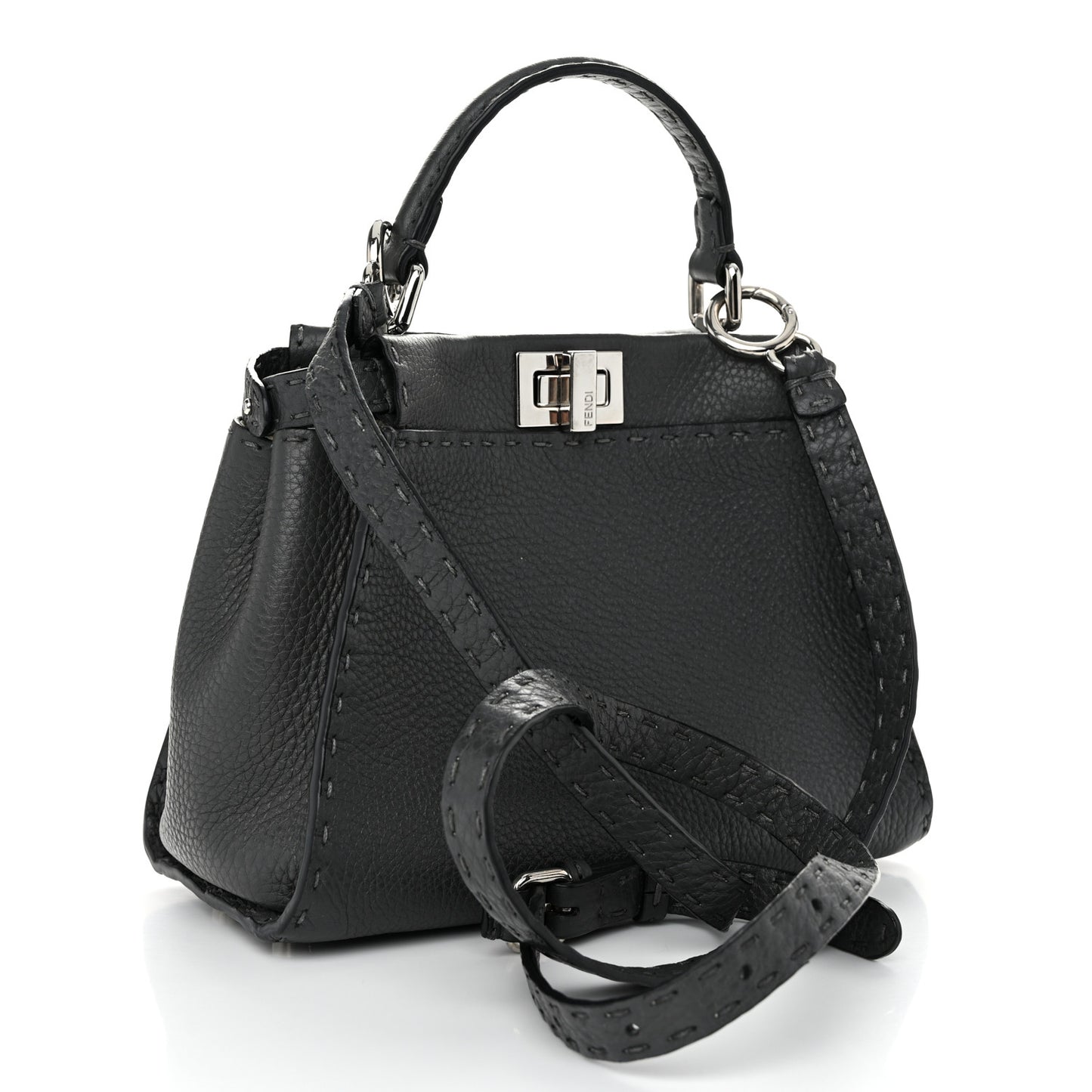 Cuoio Romano Selleria Bi-Color Mini Peekaboo Iconic Satchel Asfalto Latte