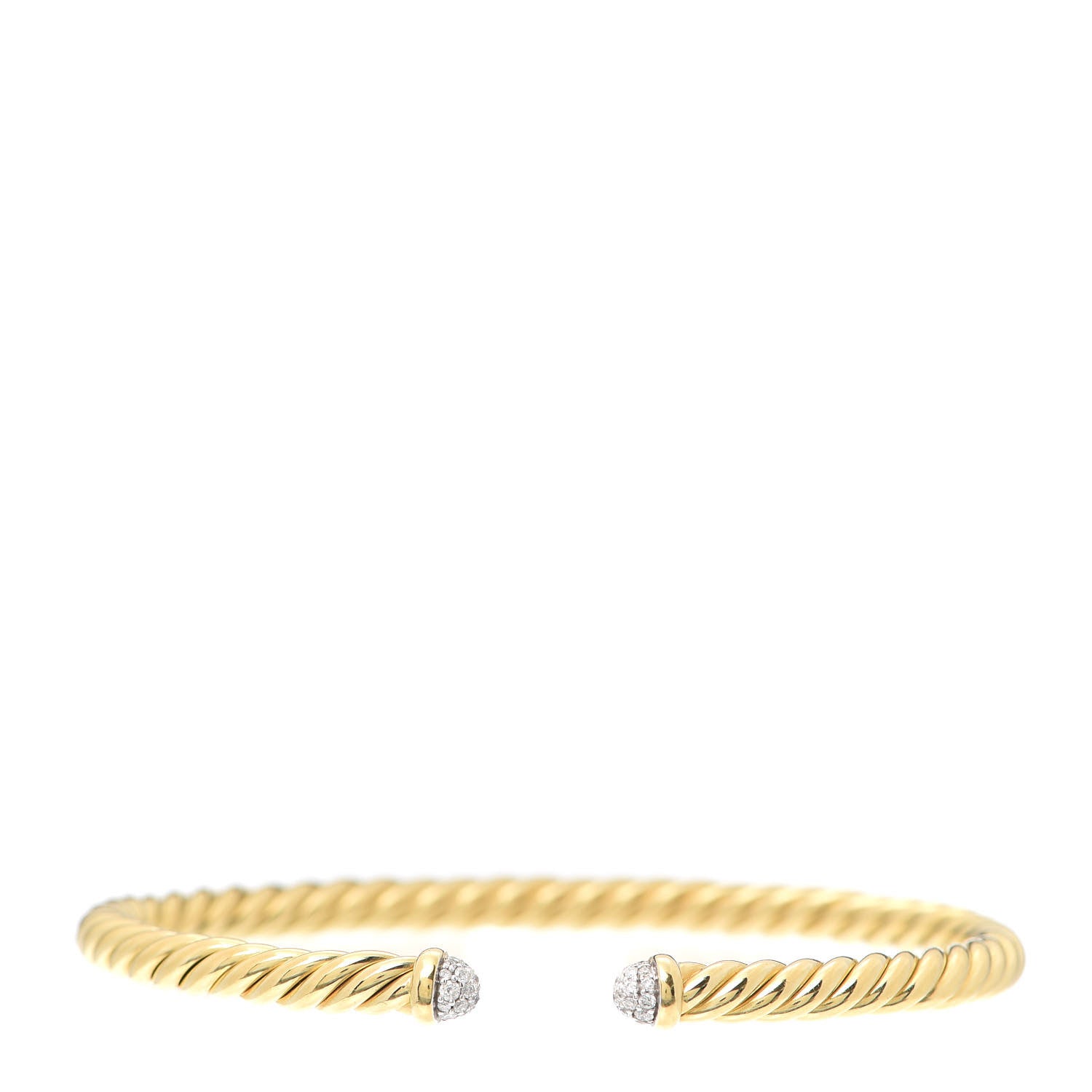 David Yurman 18K Yellow Gold Diamond 4mm Cablespira Bracelet 1 of 5