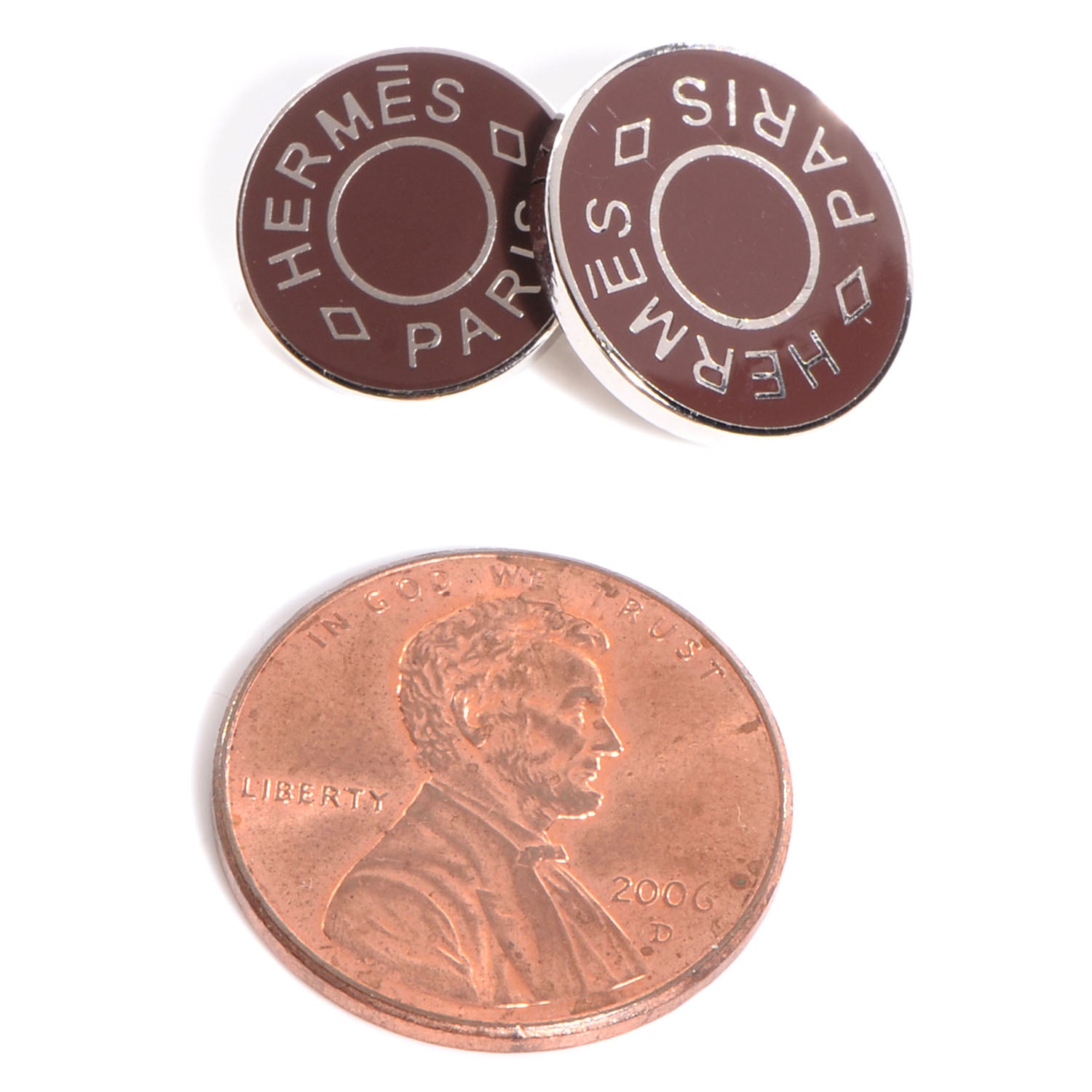 Hermes Mens Enamel Clou De Selle Cufflinks Bordeaux 2 of 4