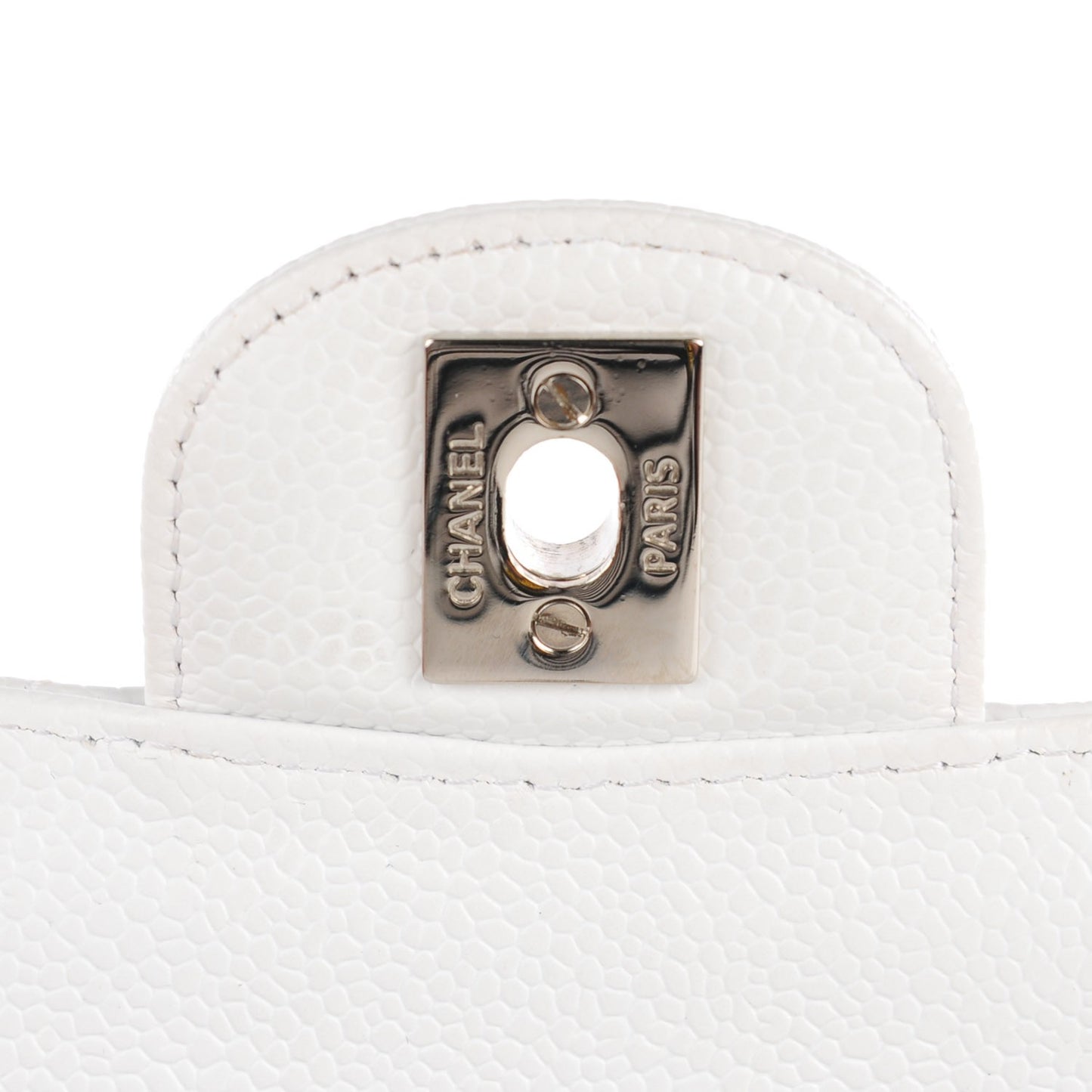 Caviar Quilted Medium Double Flap White
