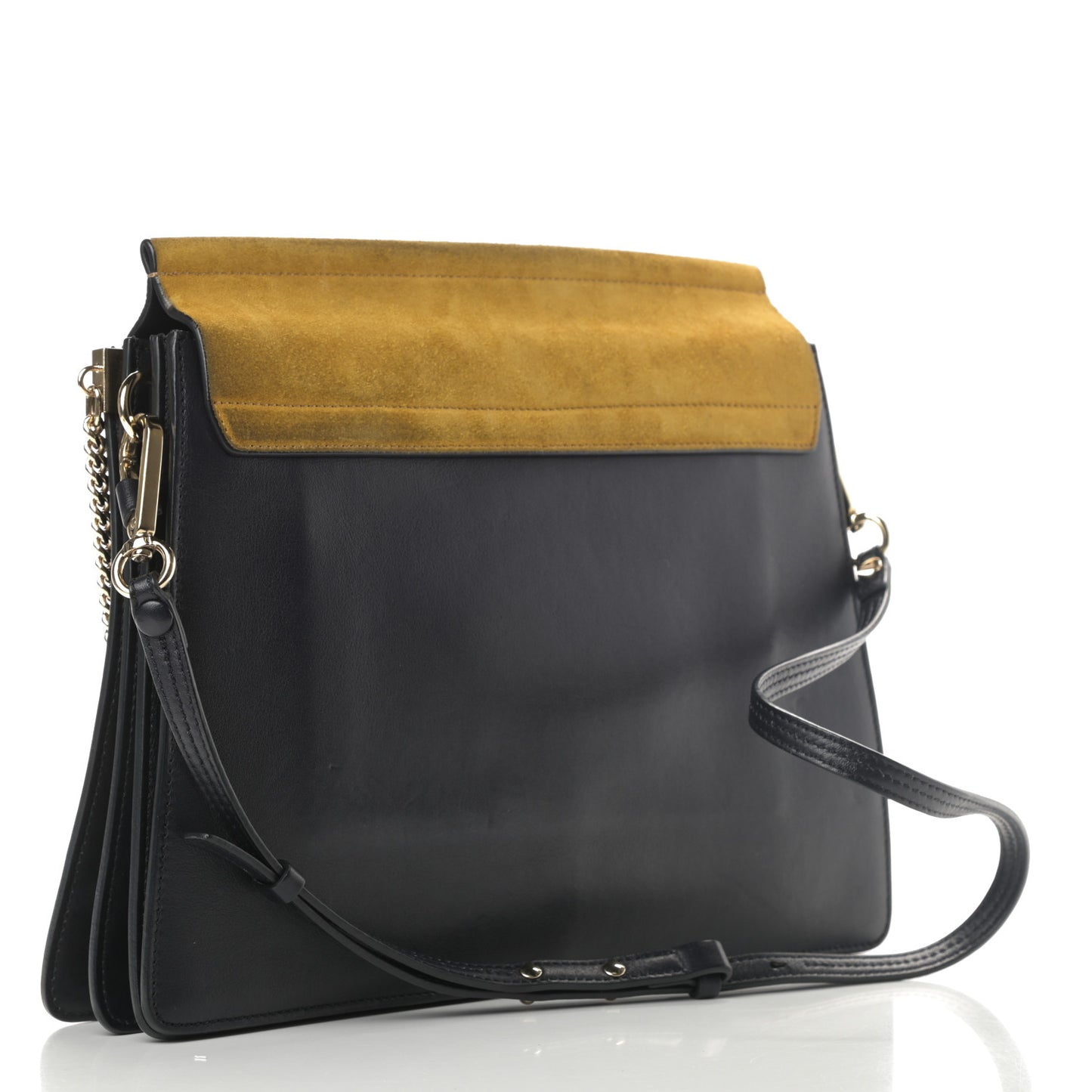 Suede Calfskin Medium Faye Shoulder Bag Full Blue Mustard