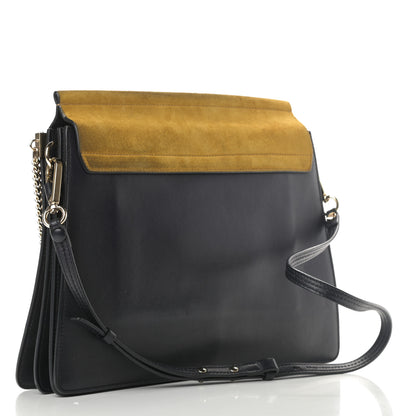 Chloe Suede Calfskin Medium Faye Shoulder Bag Full Blue Mustard 3 of 16
