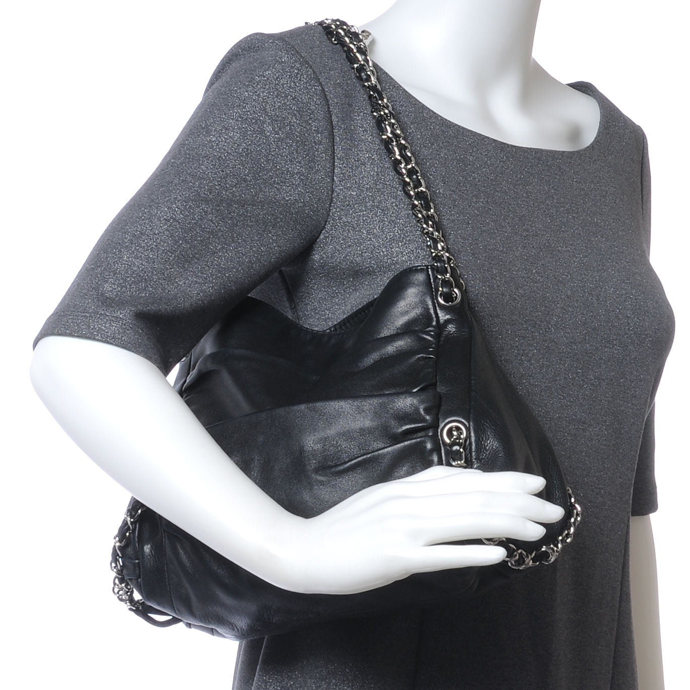 Lambskin Small Sharpei Shoulder Bag Black