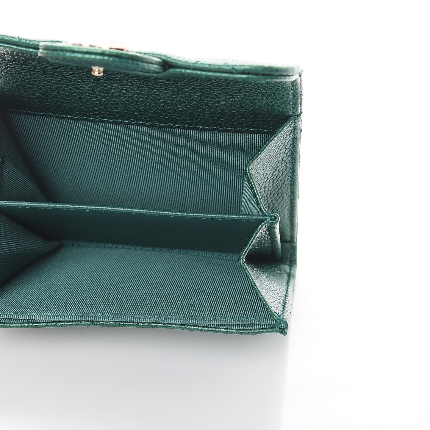 Metallic Caviar Quilted Card Holder Green
