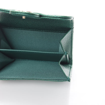 Chanel Metallic Caviar Quilted Card Holder Green 5 of 8