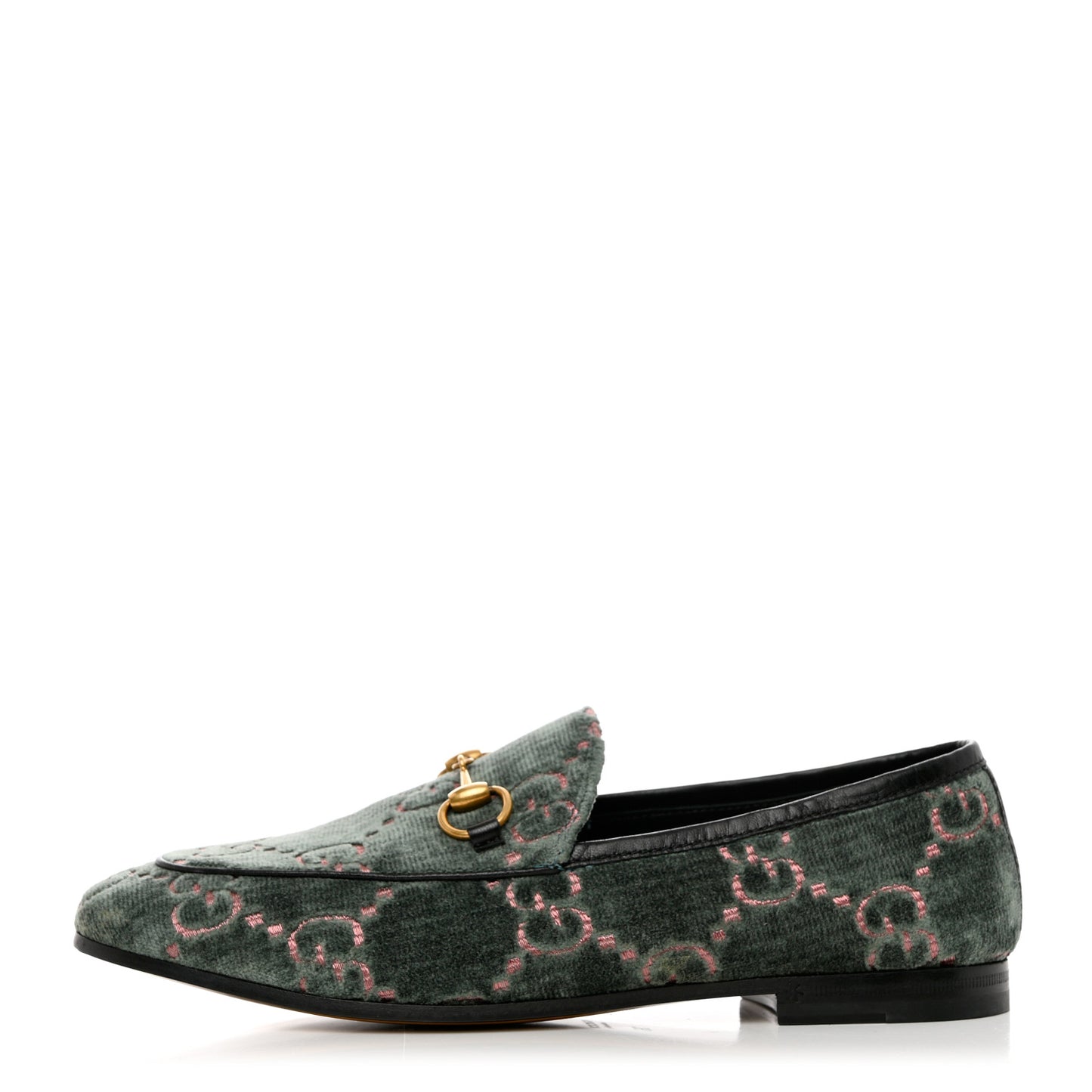Velvet Malaga Kid GG Monogram Horsebit Womens Jordaan Loafers 36 Avio Dusty Pink Black