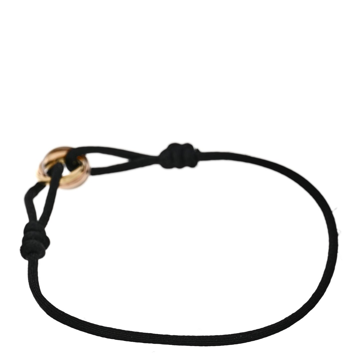 18K Pink Yellow White Gold Trinity Adjustable Cord Bracelet Black