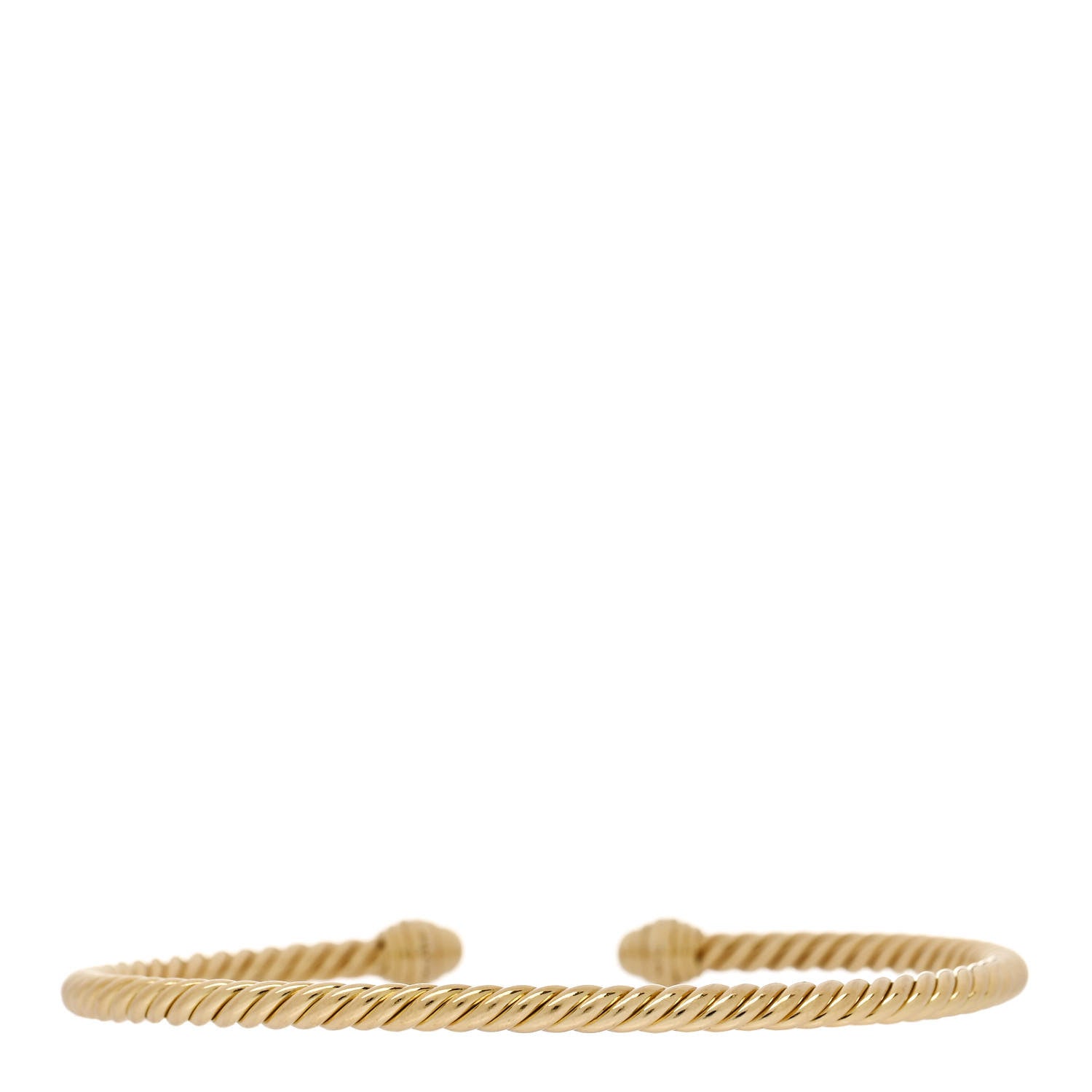 David Yurman 18K Yellow Gold Diamond 3mm Cablespira Bracelet 2 of 5