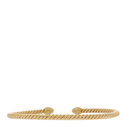 David Yurman 18K Yellow Gold Diamond 3mm Cablespira Bracelet 2 of 5