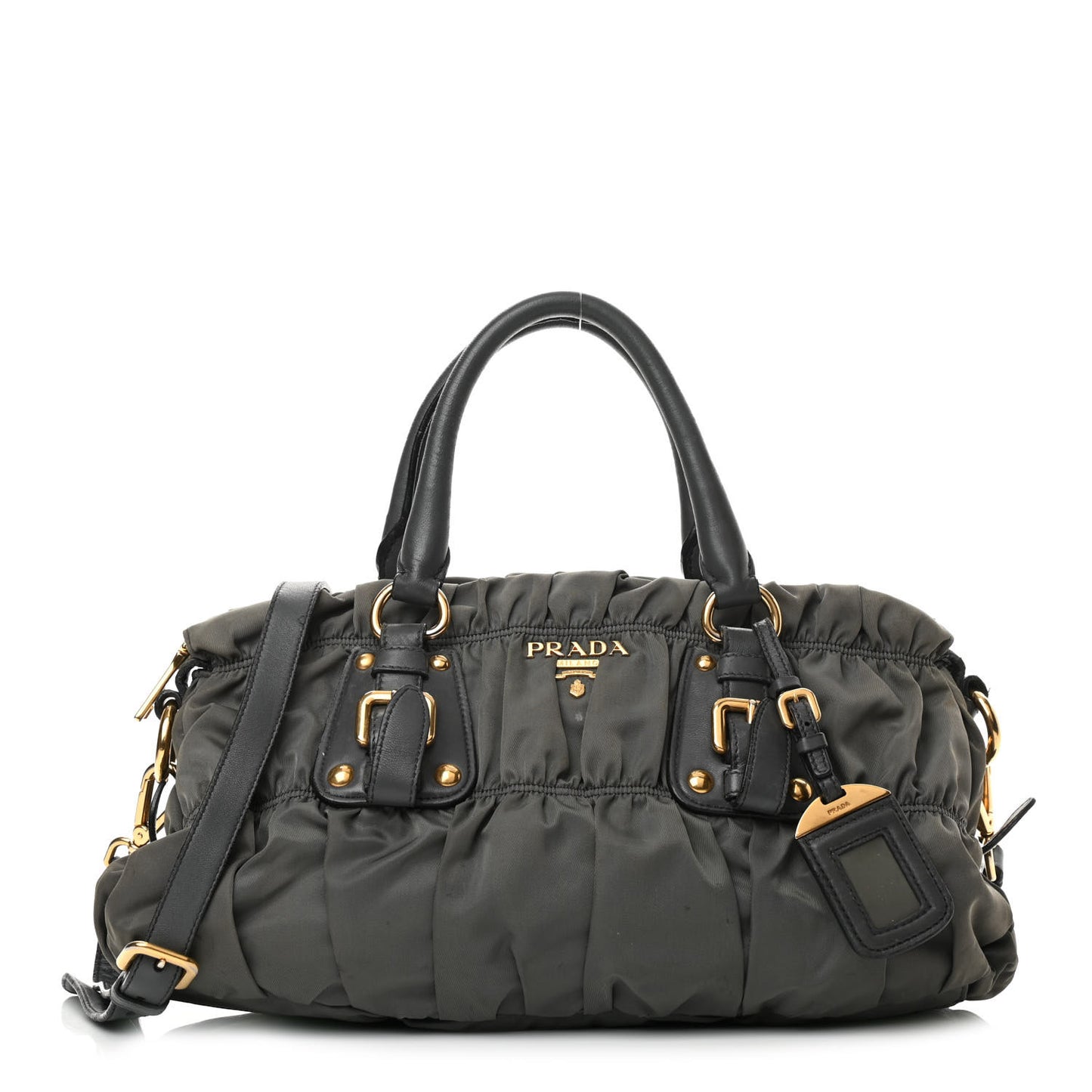Tessuto Nylon Gaufre Shopping Satchel Fumo