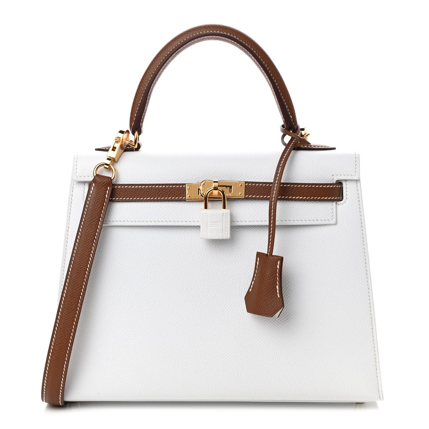 Epsom Bi-Color Horseshoe Kelly Sellier 25 White Miel