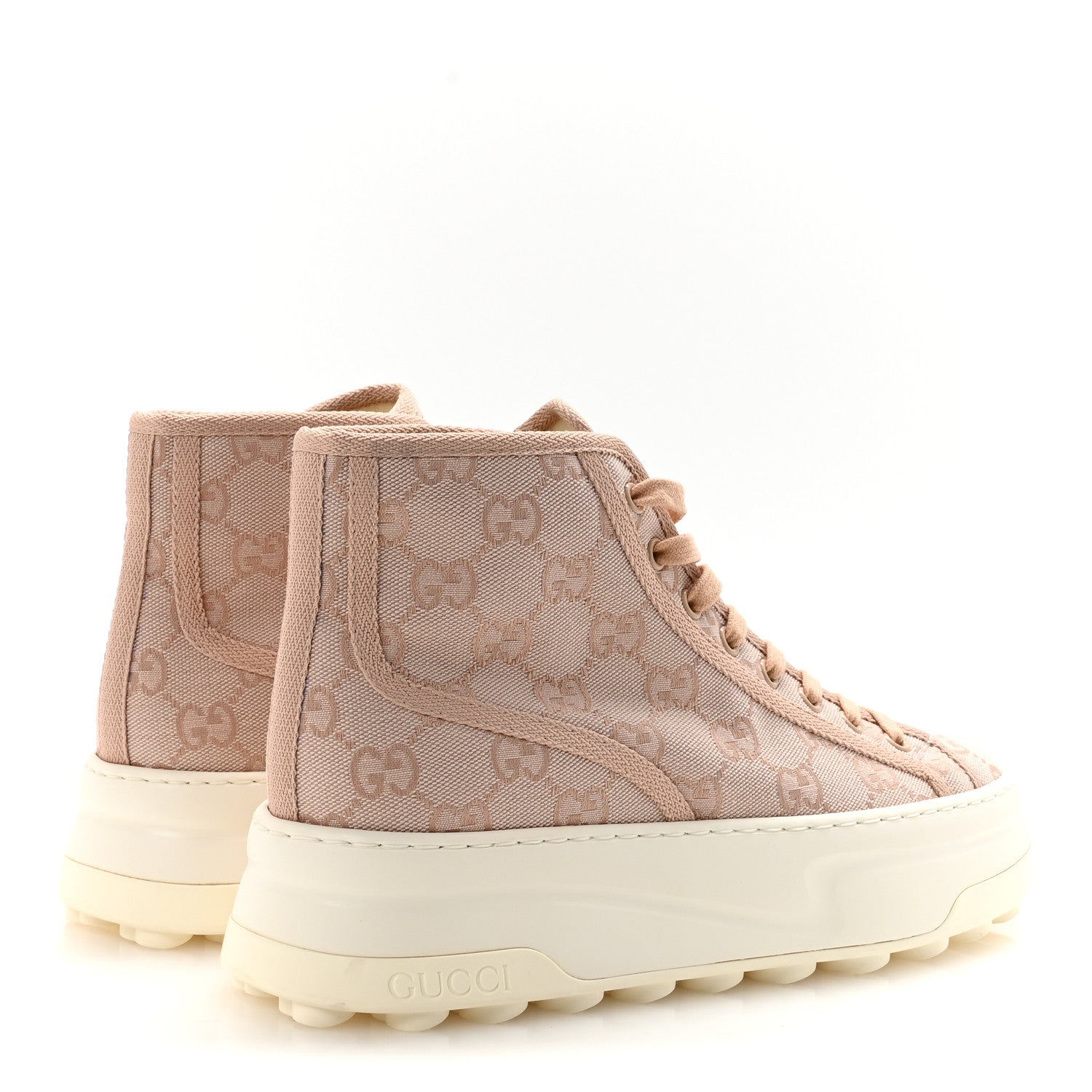 Gucci New Canvas GG Monogram Womens Tennis 1977 High Top 55mm Platform Sneakers 39 Skin Rose Dark Skin Rose 5 of 9