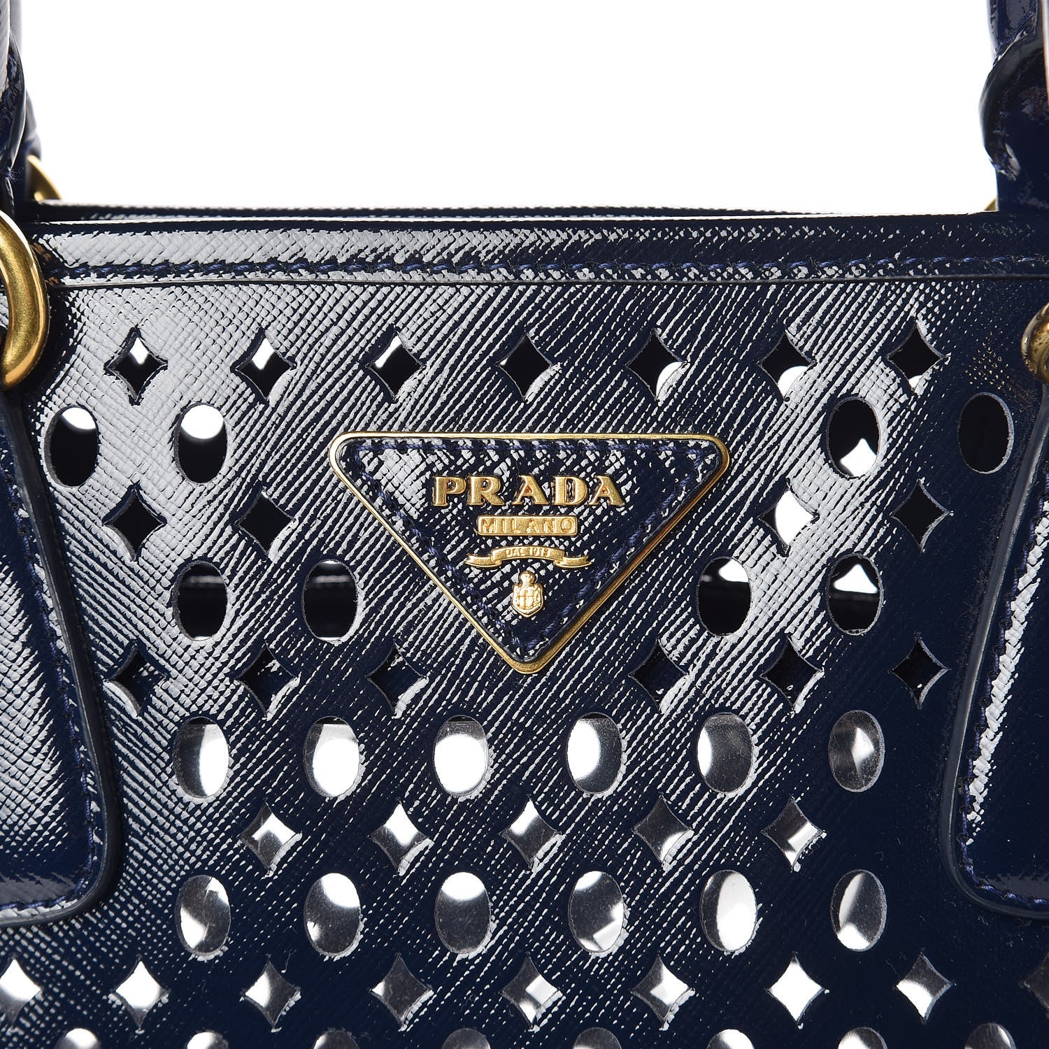 Prada Saffiano Vernice Perforated Tote Royal 8 of 10
