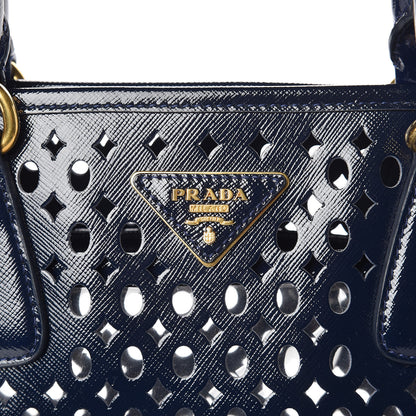 Prada Saffiano Vernice Perforated Tote Royal 8 of 10
