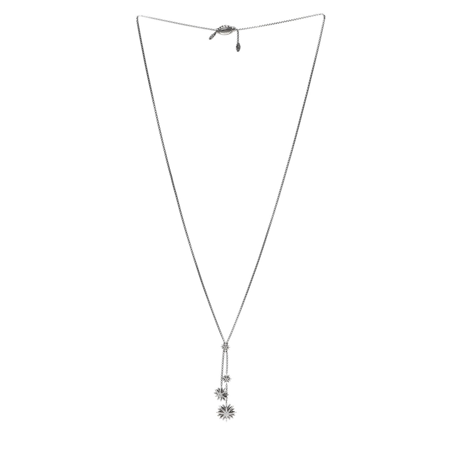 Sterling Silver Diamond Starburst Y Necklace