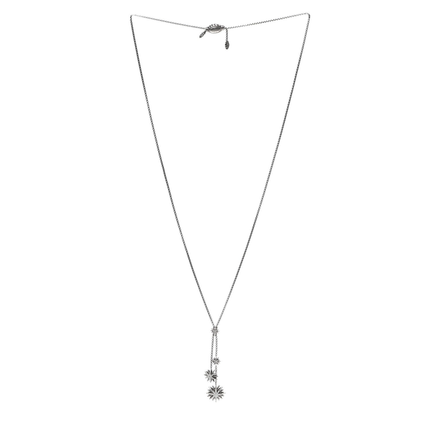 David Yurman Sterling Silver Diamond Starburst Y Necklace 3 of 5
