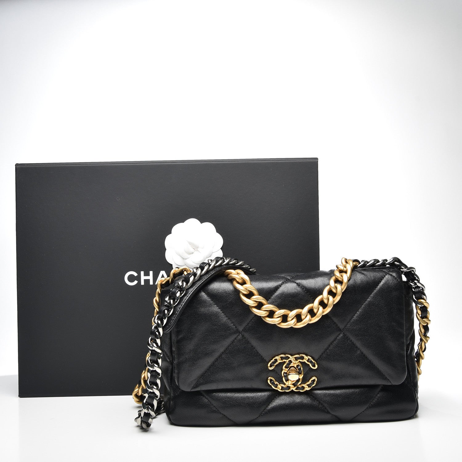 Chanel Goatskin Quilted Medium 19 Flap Black 10 of 11