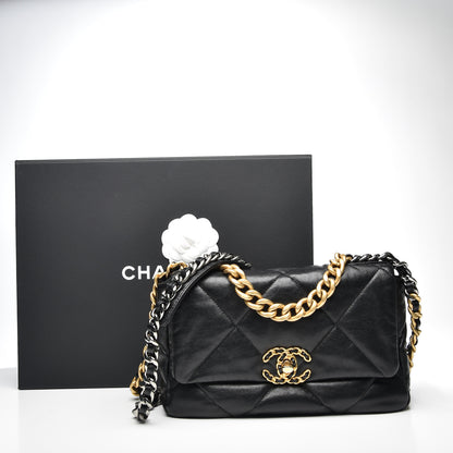 Chanel Goatskin Quilted Medium 19 Flap Black 10 of 11