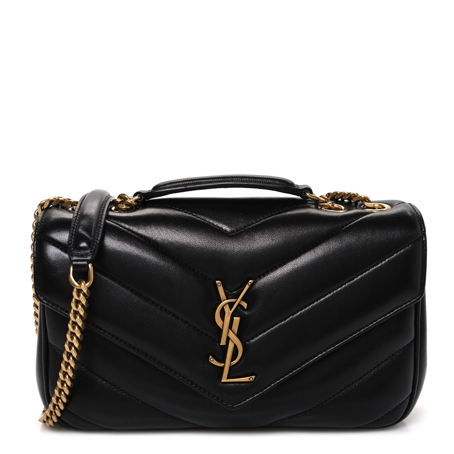 Saint Laurent Lambskin Chevron Quilted Small Loulou Black 1 of 11