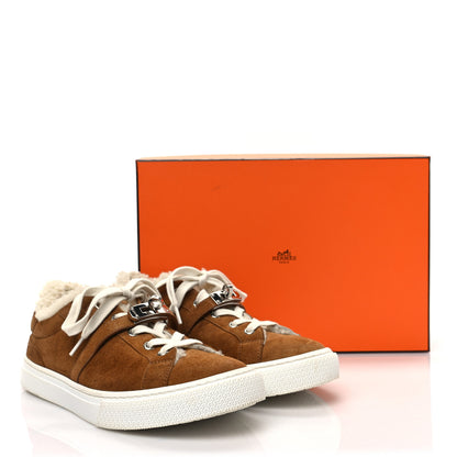 Hermes Suede Shearling Day Sneakers 37.5 Naturel 8 of 8