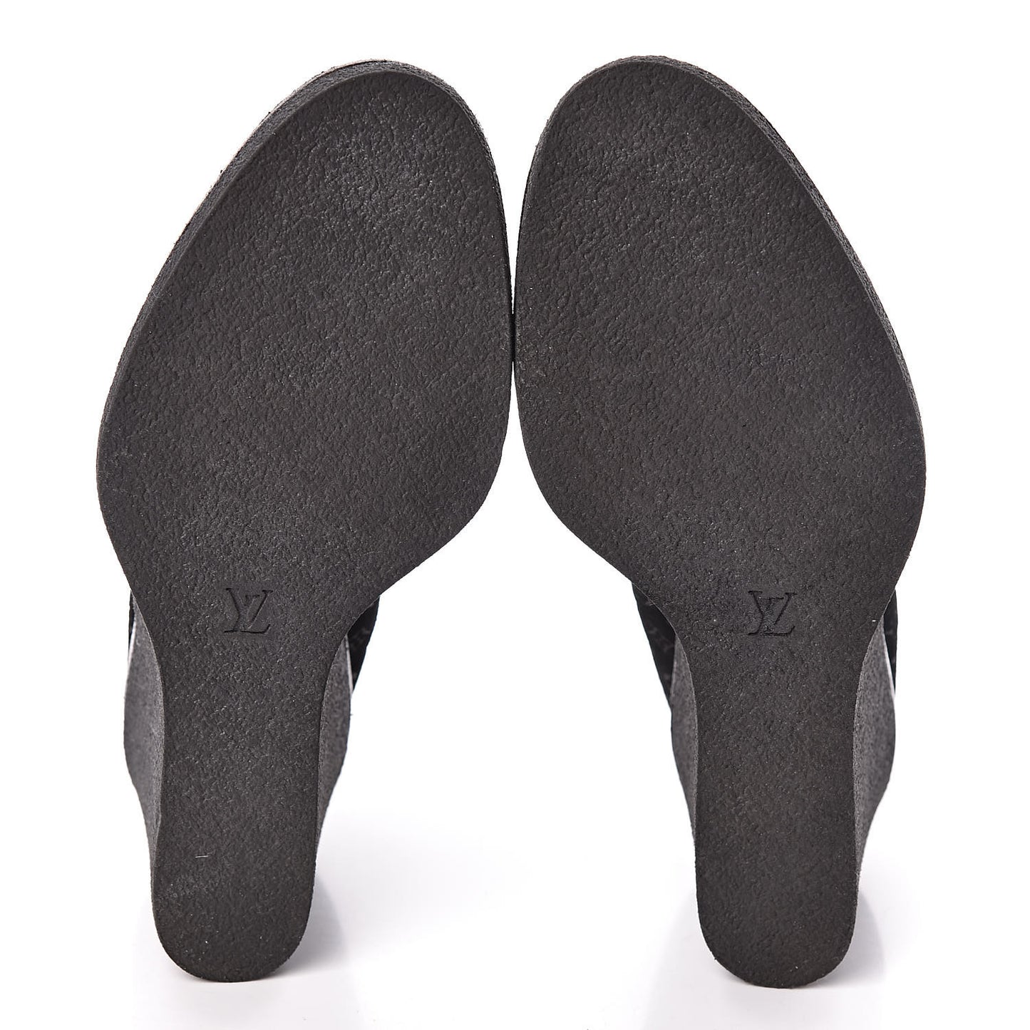 Monogram Suede Wedge Ankle Boots 41 Black