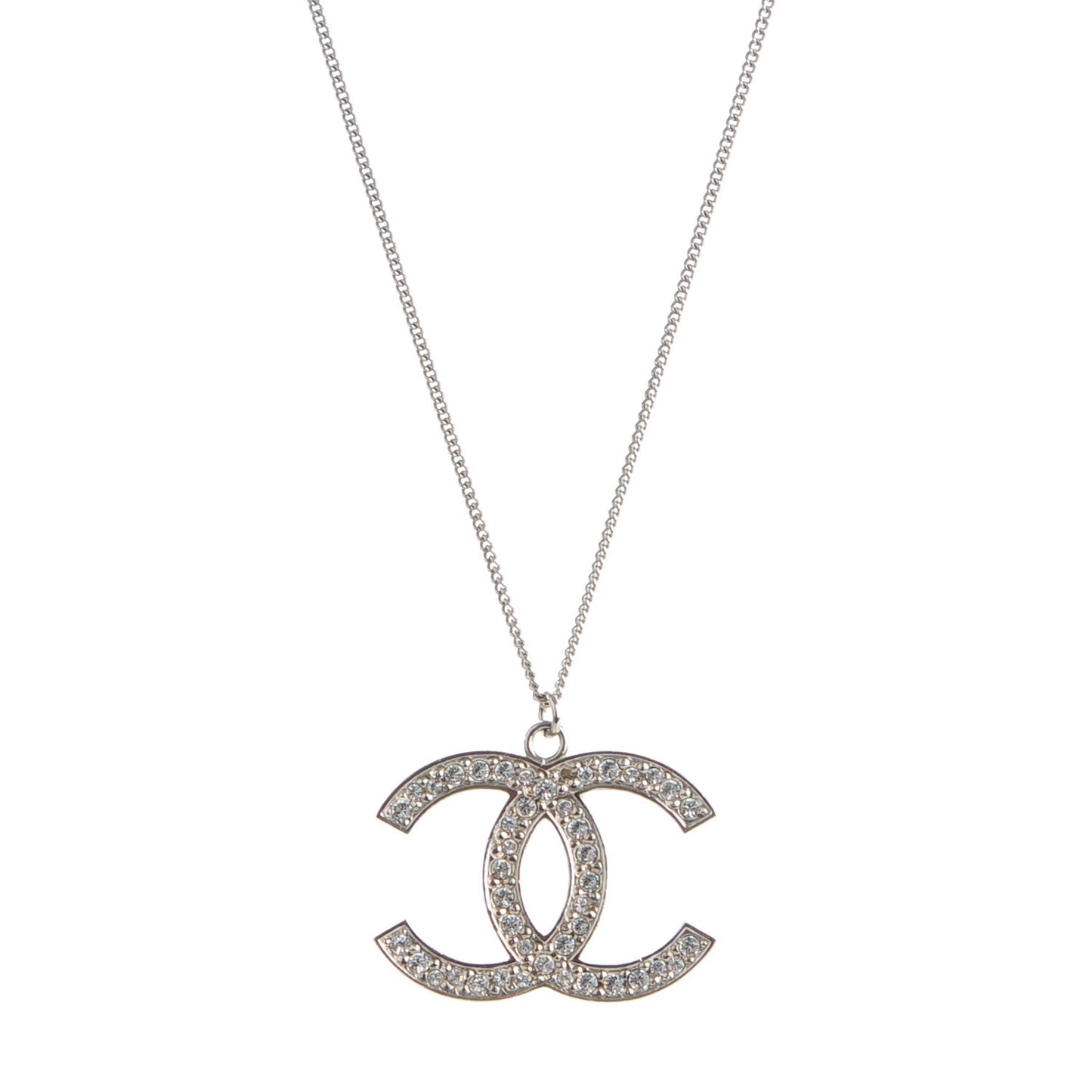 Crystal Large CC Necklace Silver
