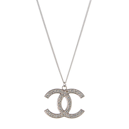 Chanel Crystal Large CC Necklace Silver 1 of 5