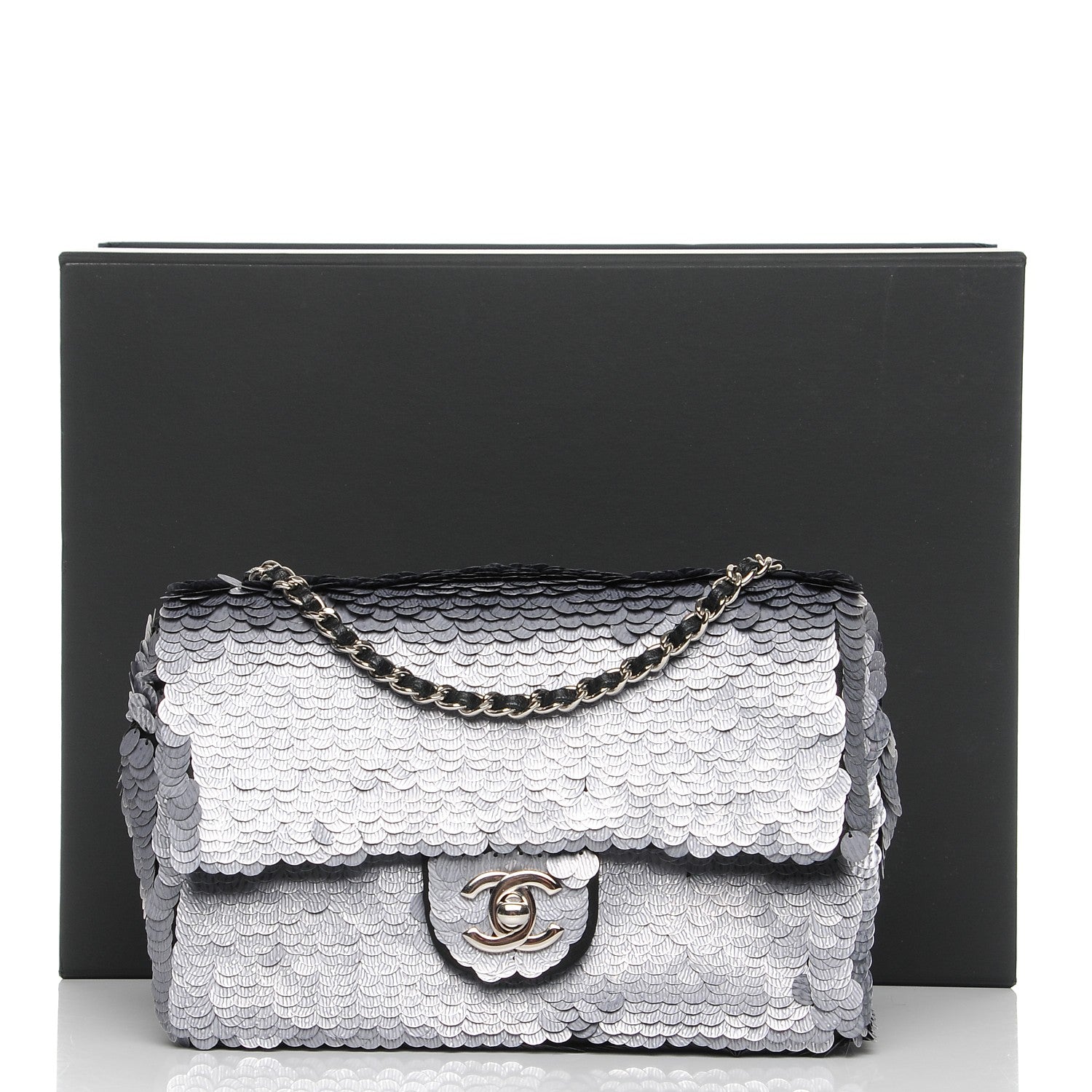 Chanel Sequin Paillette Small Flap Grey 9 of 9