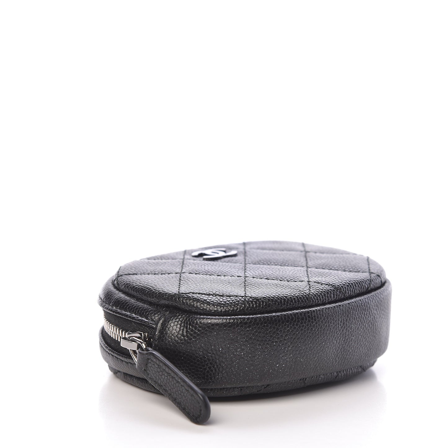 Iridescent Caviar Quilted Zip Around Classic Coin Purse Black