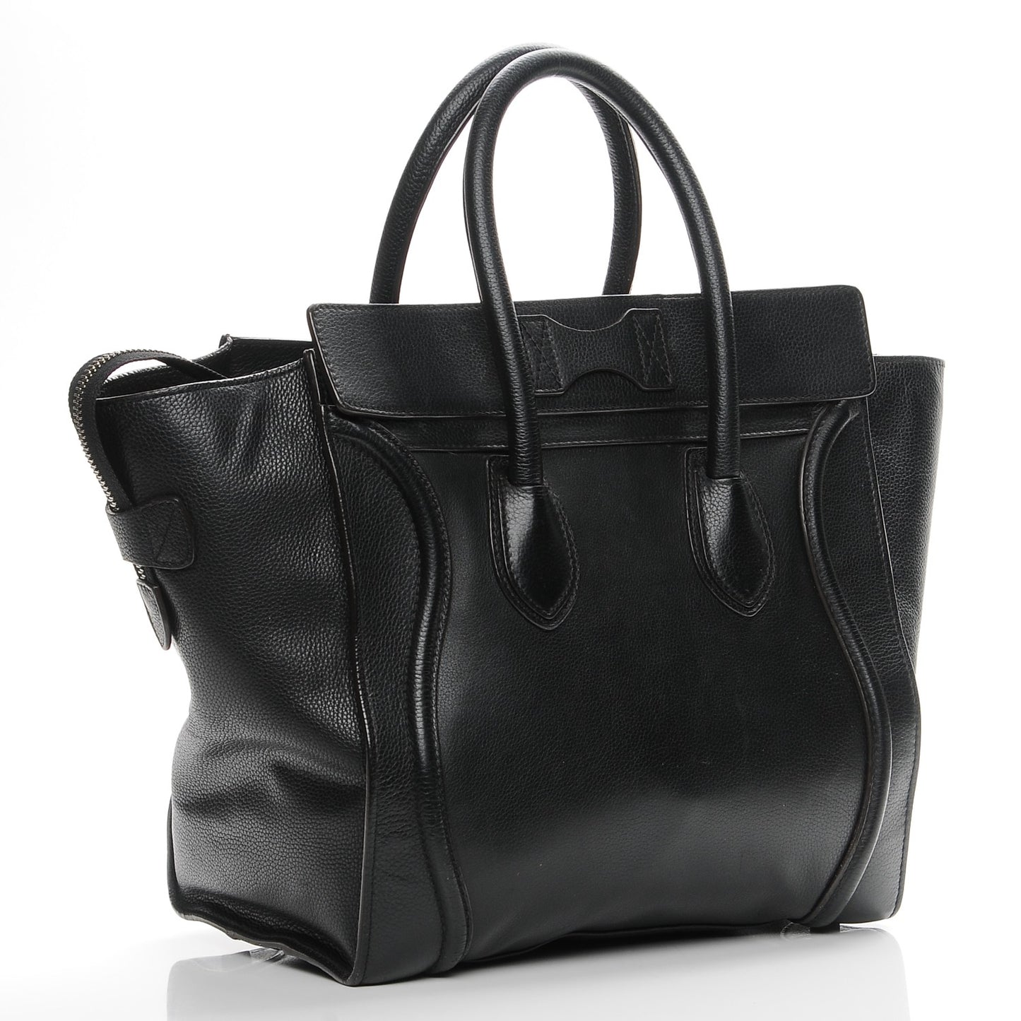 Drummed Calfskin Mini Luggage Black