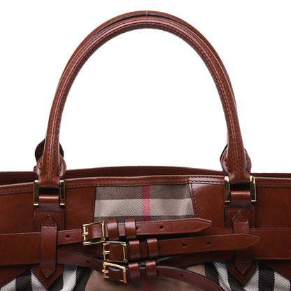 Burberry House Check Bridle Calfskin Medium Lynher Tote Dark Tan 30 of 30