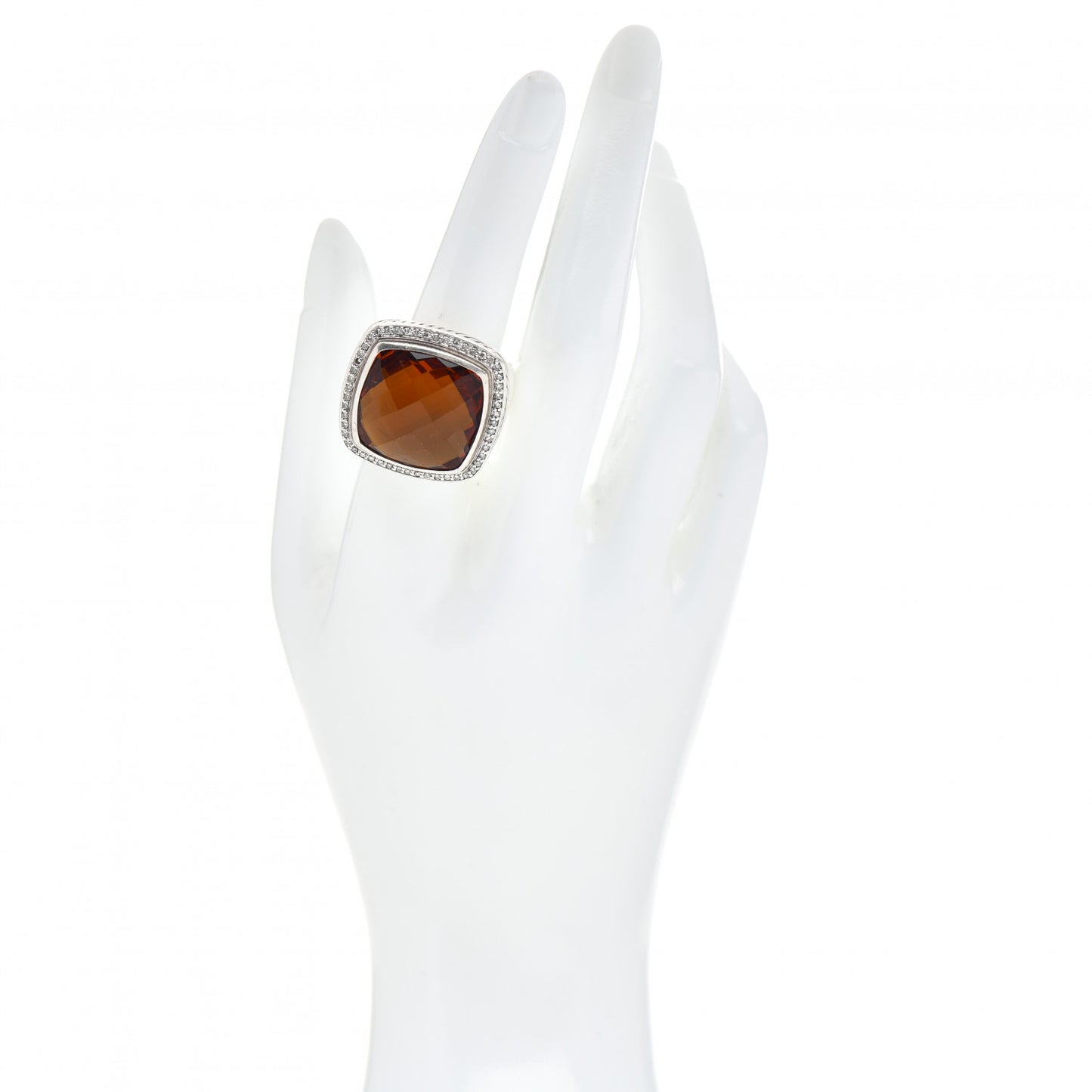 Sterling Silver Diamond Citrine 20mm Albion Ring 58 8.25