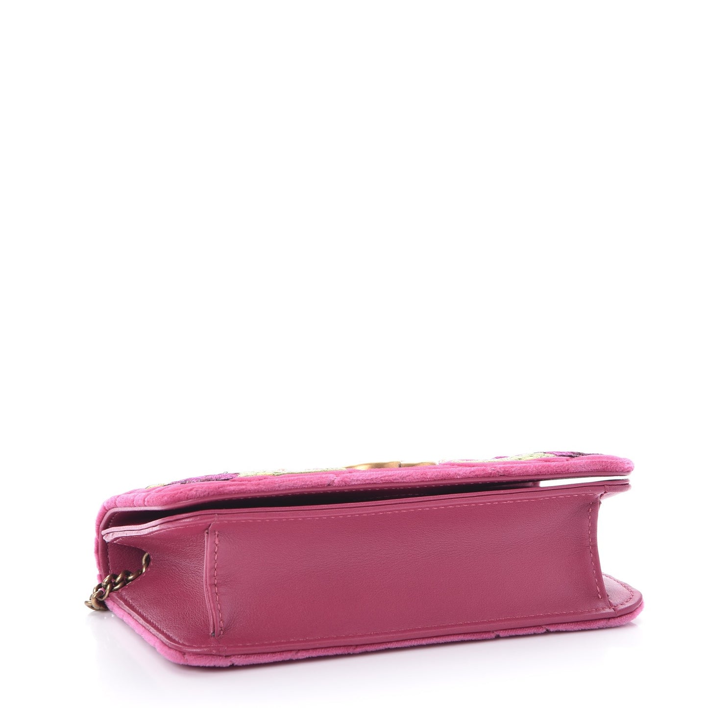 Velvet Matelasse Love Embroidered GG Marmont Mini Bag Light Raspberry Rose
