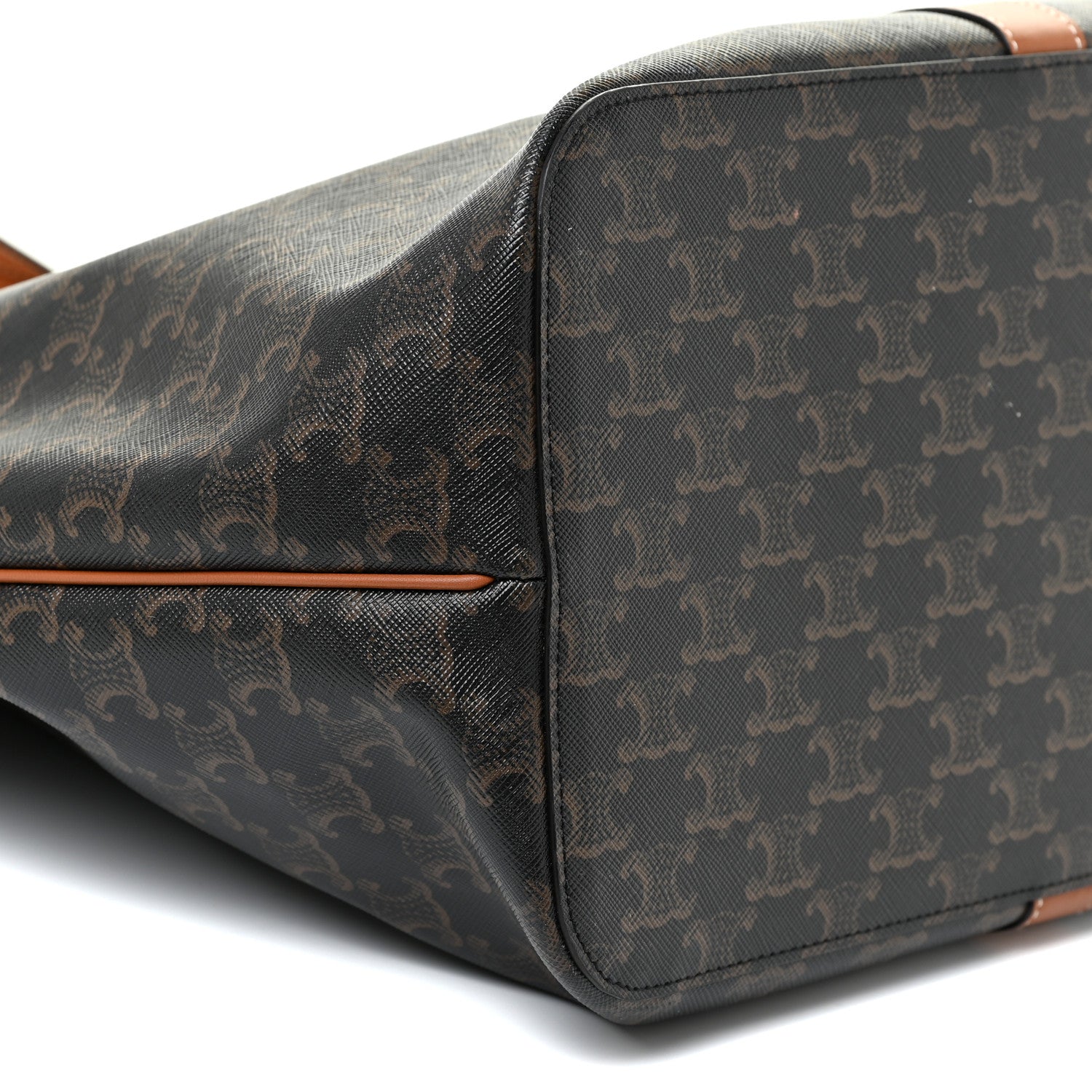 Celine Triomphe Canvas Calfskin Medium Cabas Bag Tan 9 of 19