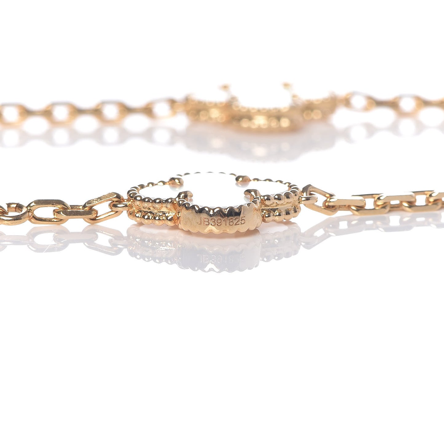 18K Yellow Gold Mother of Pearl 10 Motifs Vintage Alhambra Necklace
