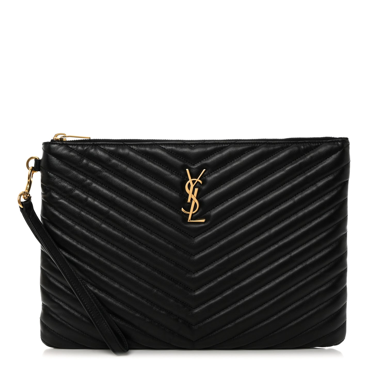 Calfskin Matelasse Monogram Cassandre Tablet Pouch Black