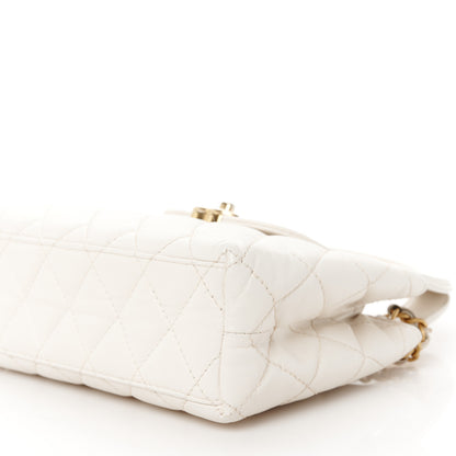 Chanel Shiny Aged Calfskin Quilted Nano Kelly Shopper White 10 of 11