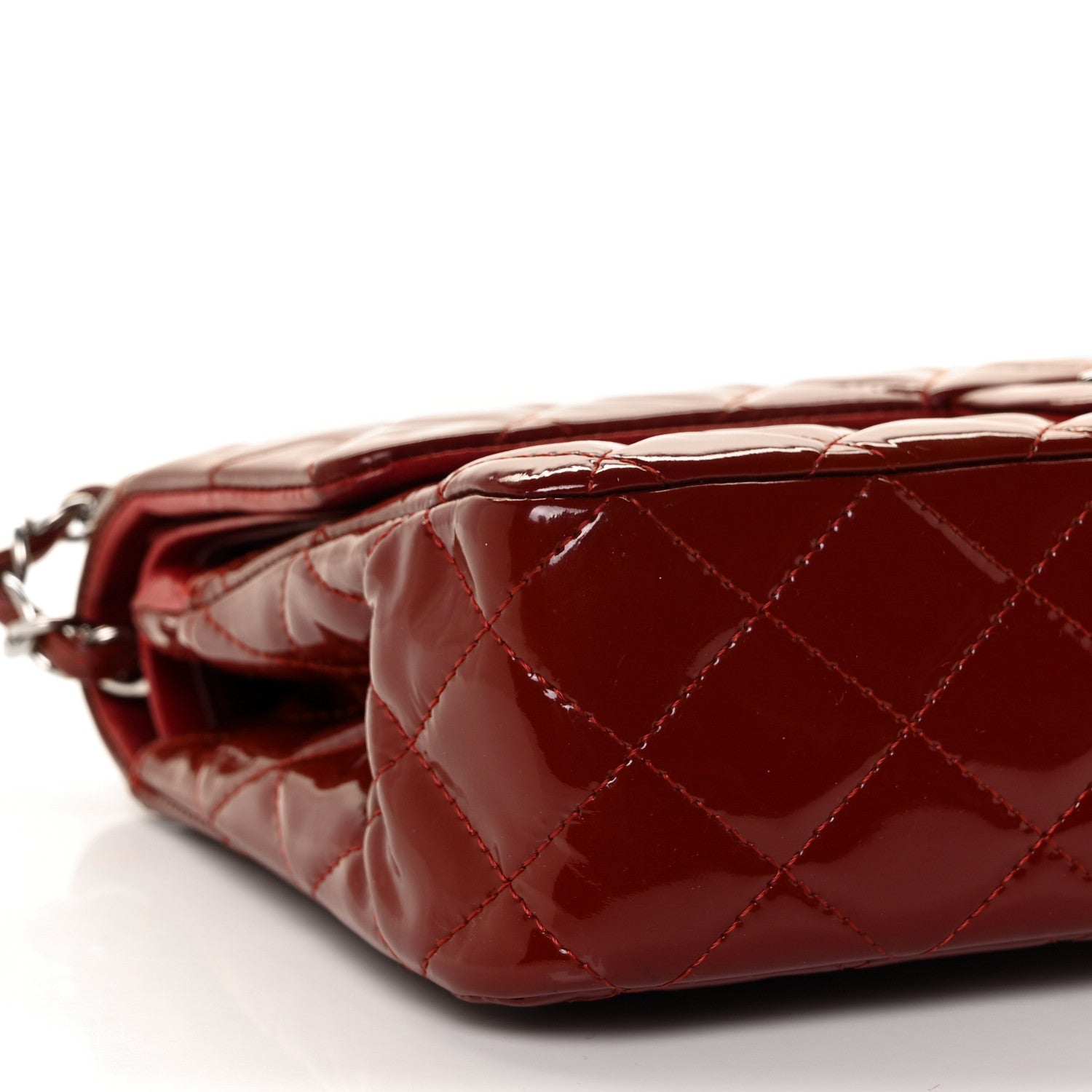 Chanel Patent Calfskin Quilted Medium Double Flap Dark Red 8 of 14