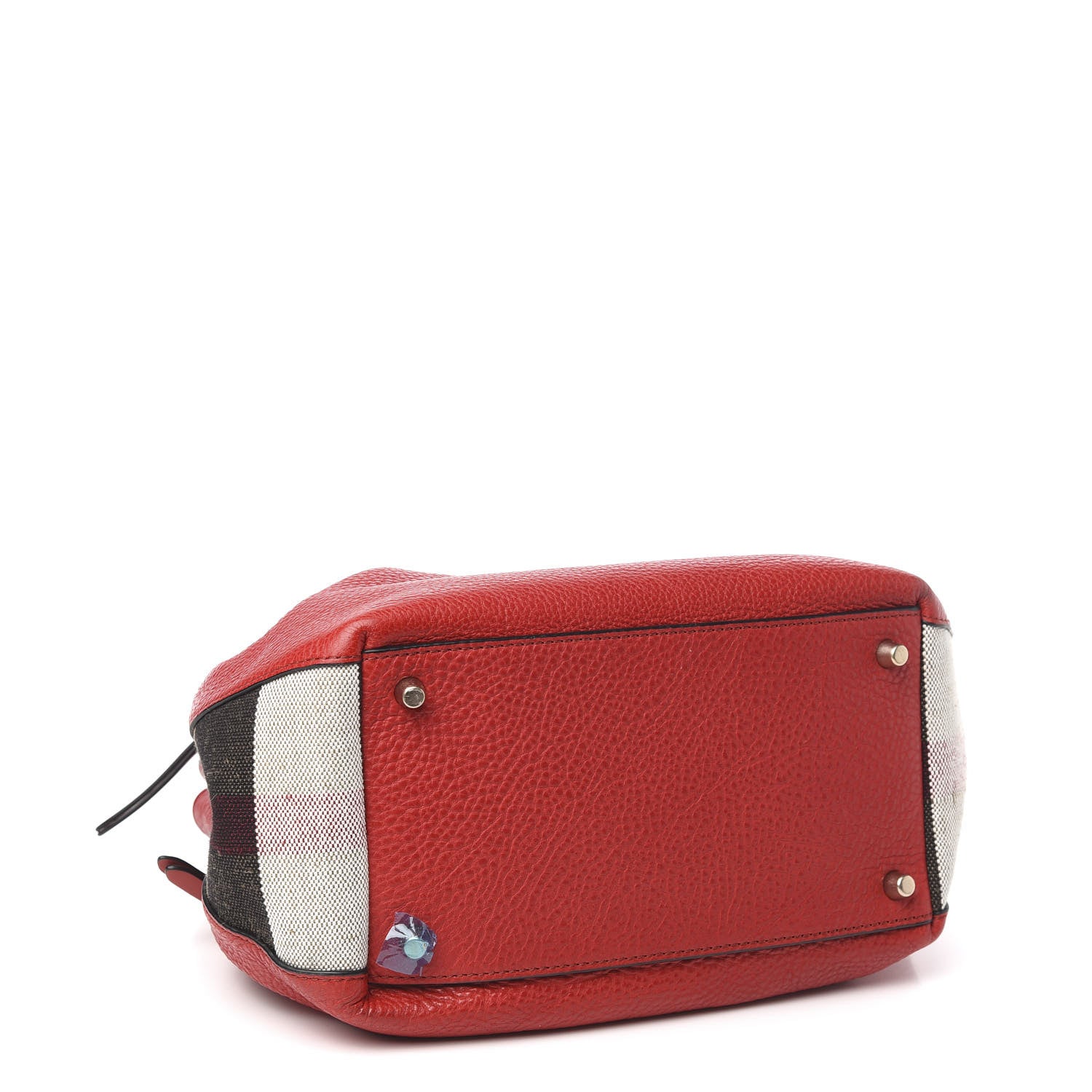 Burberry Grainy Calfskin House Check Small Maidstone Red 4 of 11