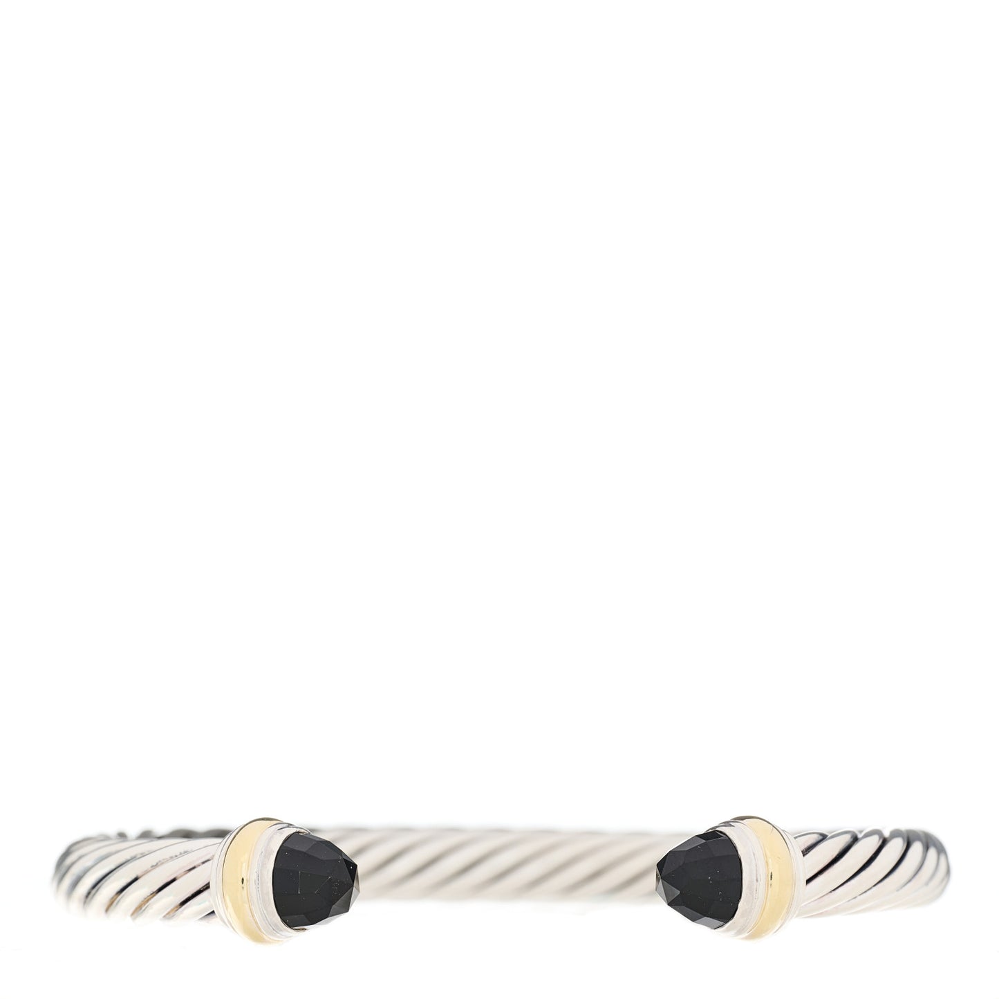 Sterling Silver 14K Yellow Gold Black Onyx 7mm Cable Classics Bracelet
