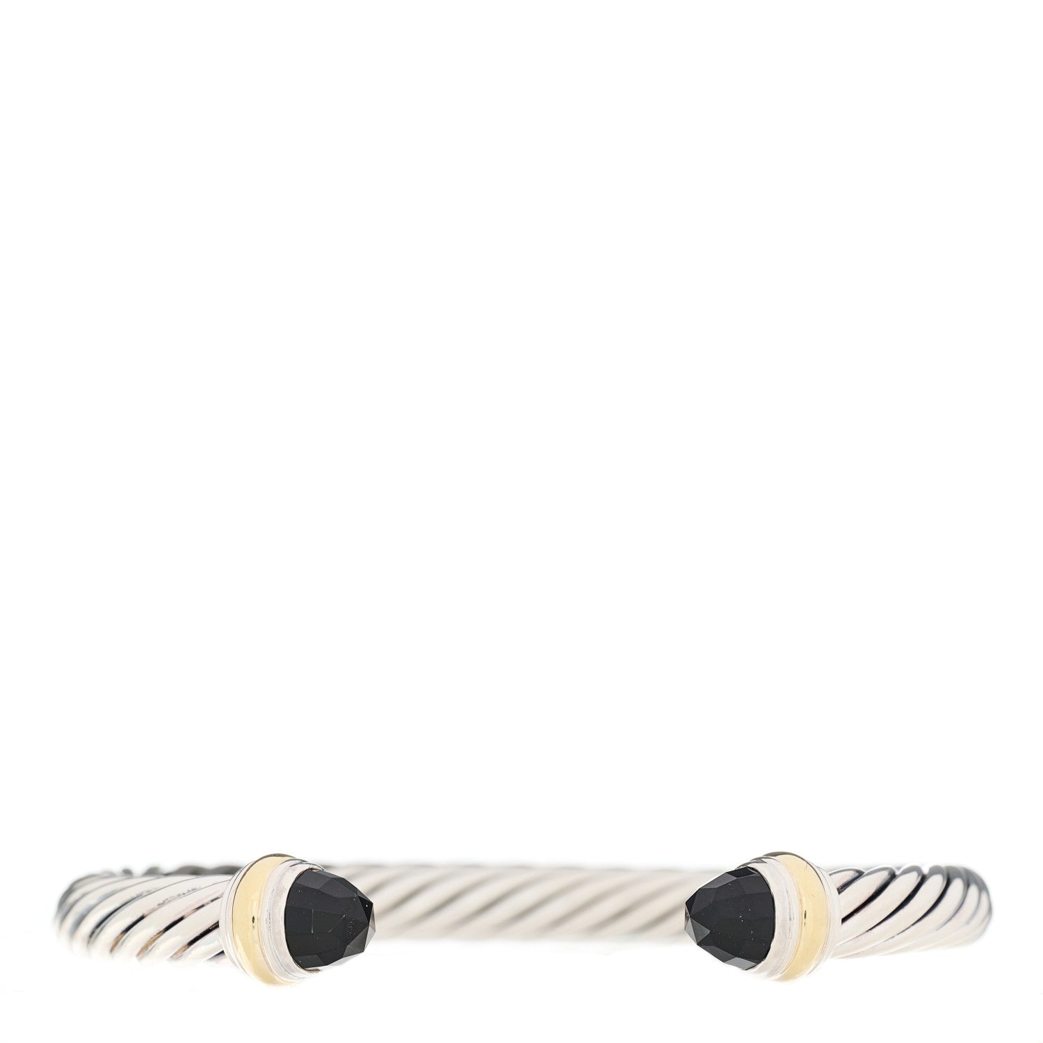 David Yurman Sterling Silver 14K Yellow Gold Black Onyx 7mm Cable Classics Bracelet 1 of 3
