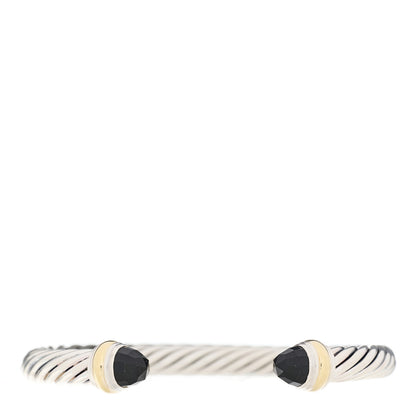 David Yurman Sterling Silver 14K Yellow Gold Black Onyx 7mm Cable Classics Bracelet 1 of 3