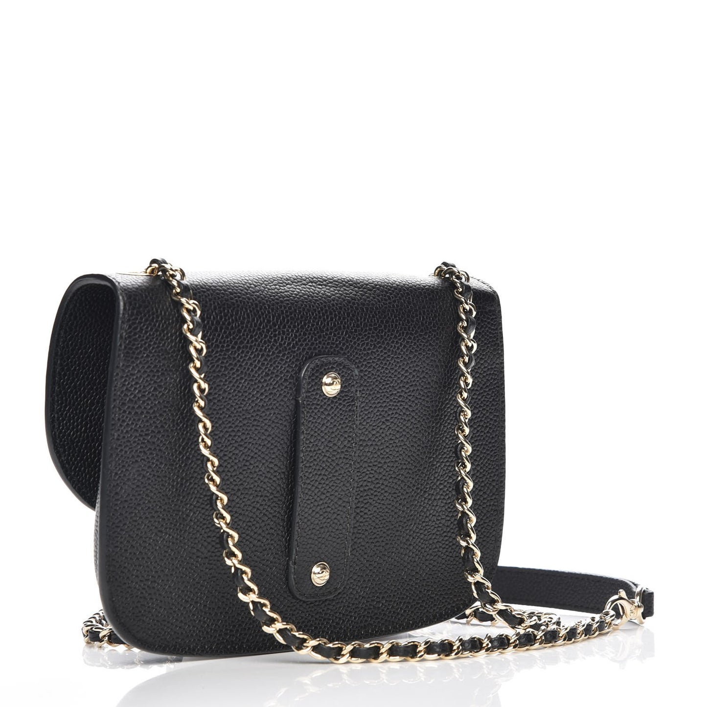 Caviar Mini Chain Flap Bag Black