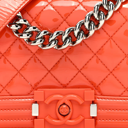 Chanel Patent Calfskin Quilted Small Plexiglass Boy Flap Orange 8 of 13