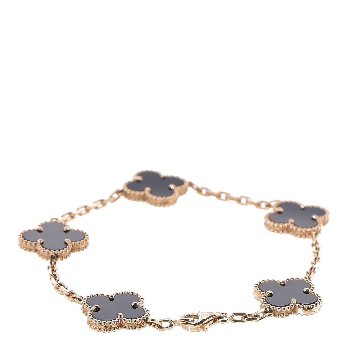 Van Cleef & Arpels 18K Yellow Gold Black Onyx 5 Motifs Vintage Alhambra Bracelet 3 of 5