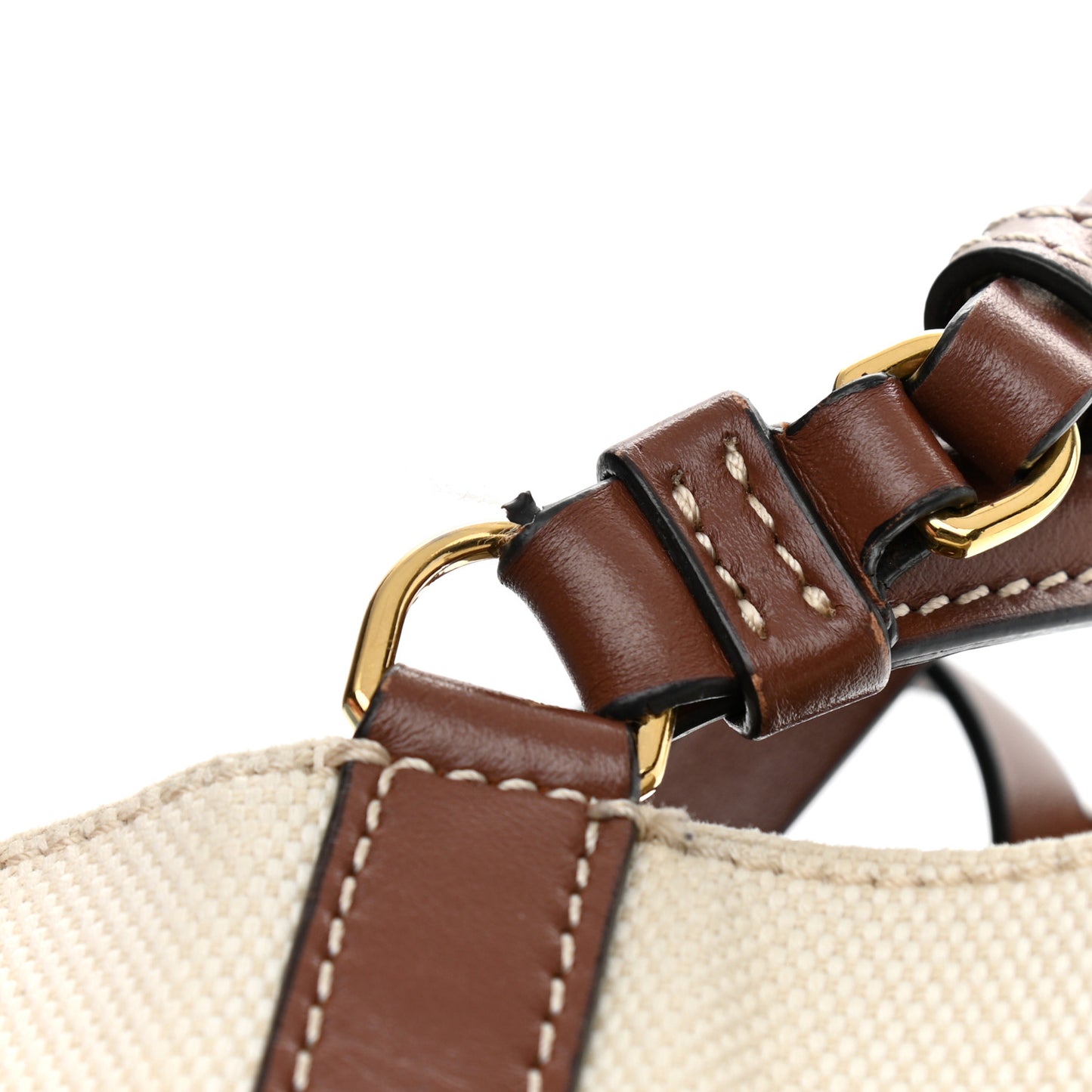 Canvas Cotton Small Peggy Bucket Bag Natural Gold