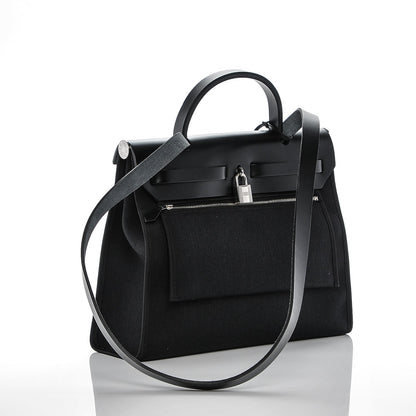 Hermes Military Toile Vache Hunter Herbag Zip PM 31 Black 3 of 8