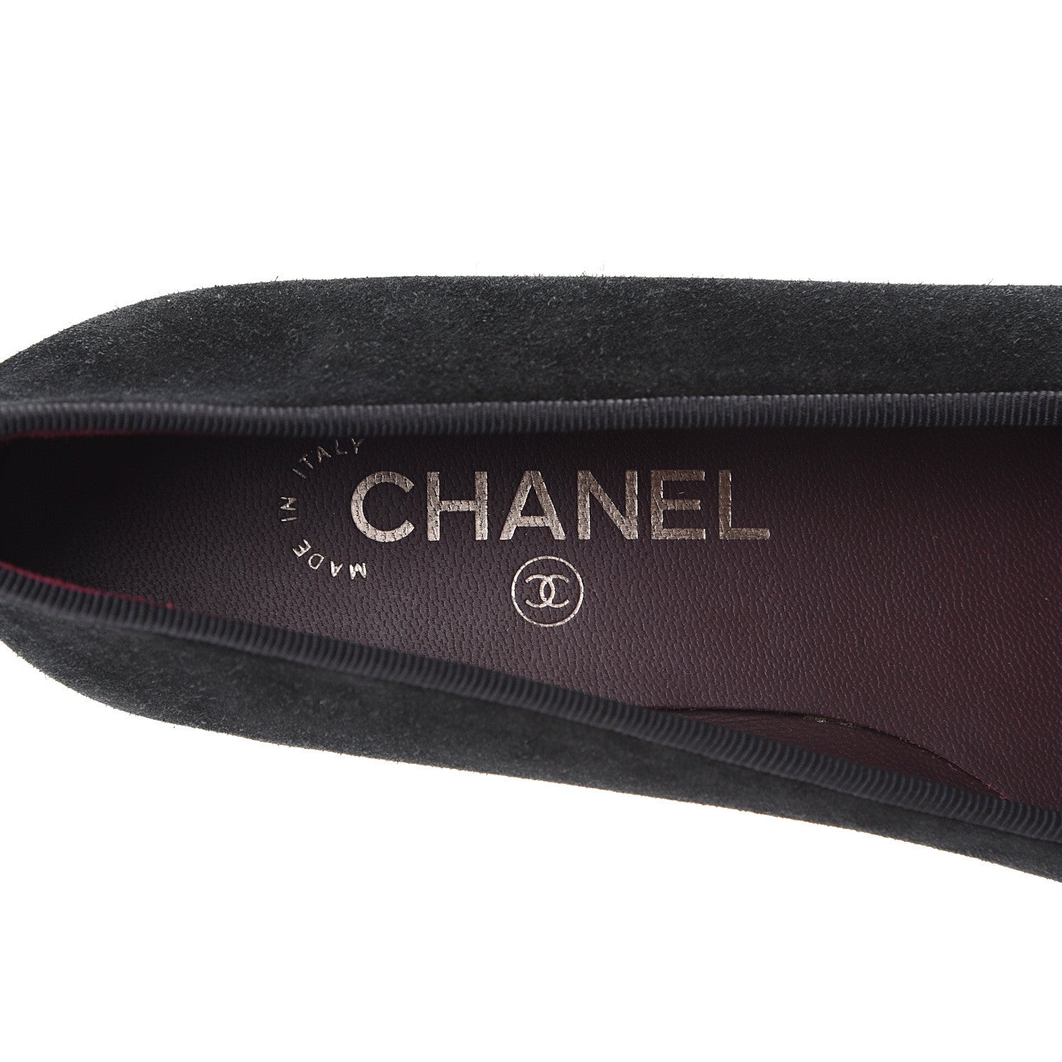 Chanel Suede Patent Cap Toe CC Ballerina Flats 36.5 Black 7 of 9